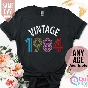 Ladies 40th Birthday Shirt 2024, 40th Birthday Gifts for women, 1984 Vintage Birthday Shirt, Vintage Birthday gift shirt, Mum Birthday Gift Black