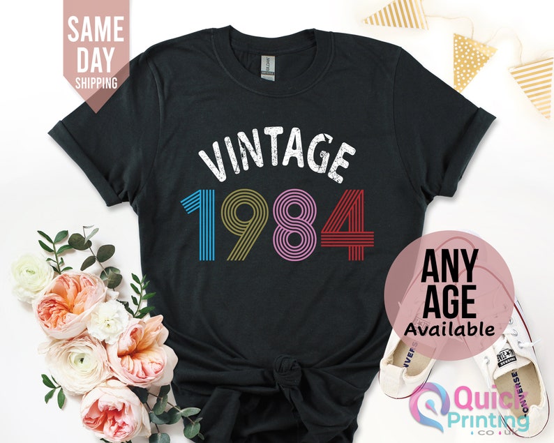 Ladies 40th Birthday Shirt 2024, 40th Birthday Gifts for women, 1984 Vintage Birthday Shirt, Vintage Birthday gift shirt, Mum Birthday Gift Black