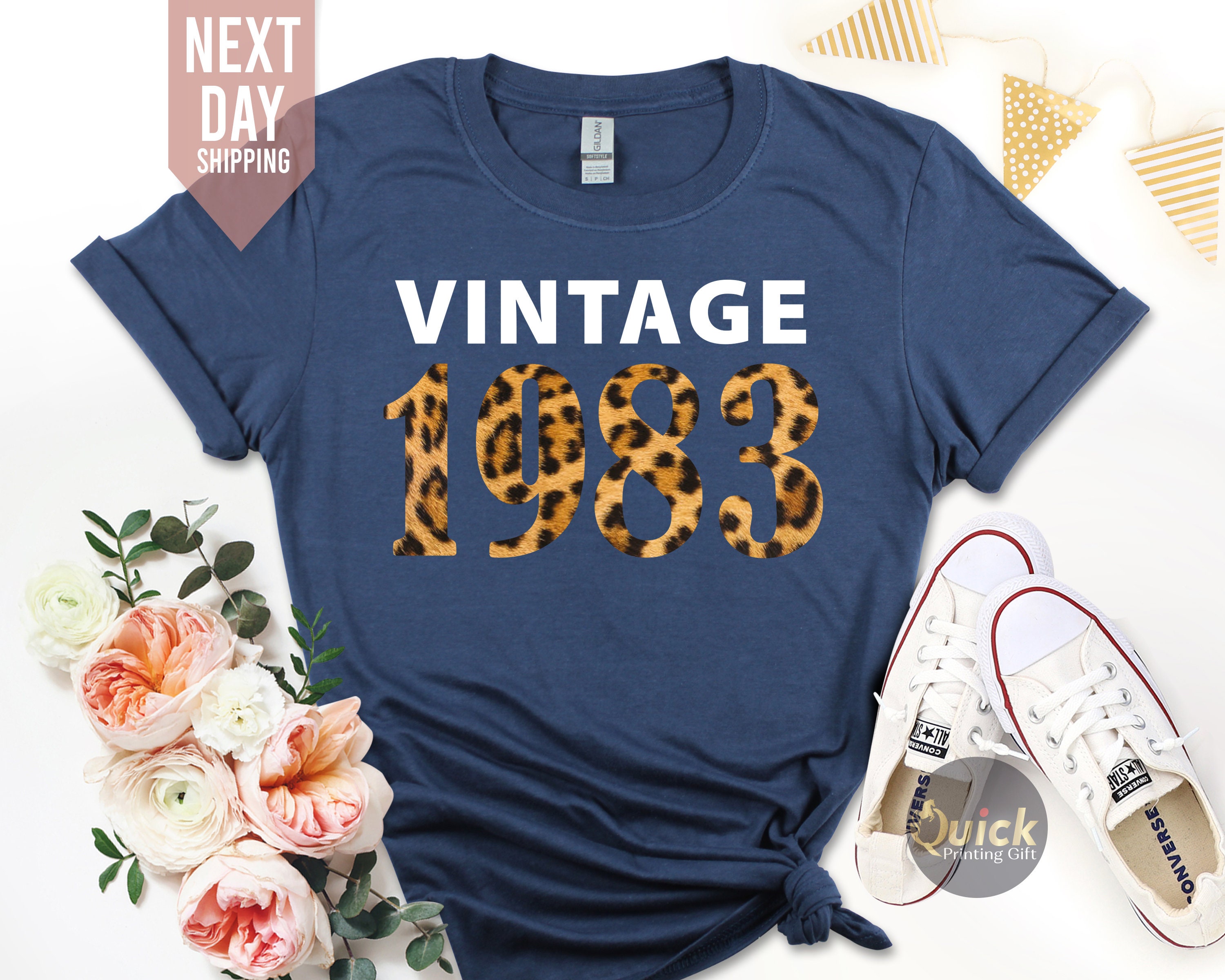 Discover Ladies Limited Edition 1983 TShirt 40th Birthday Leopard Print Birthday T-Shirt