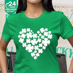 Lucky Heart St Patricks Day Shirt, Shamrock Irish Tshirt, Saint Patricks Day Shirt Tops for Women, Clover Shirt, Gift for Friend