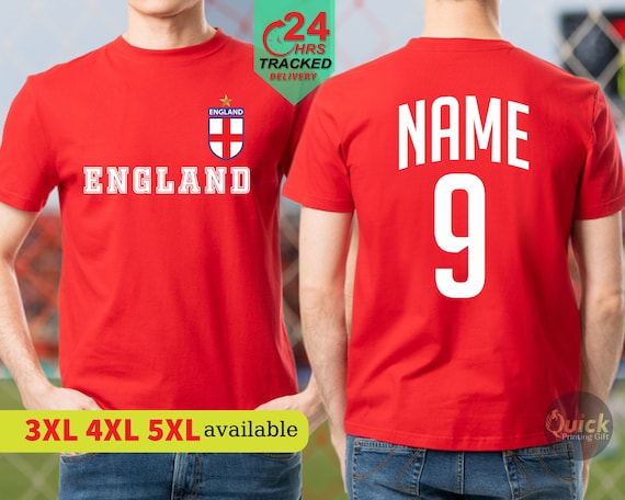 Personalized England Football T-shirt: Custom Name & Number - Etsy