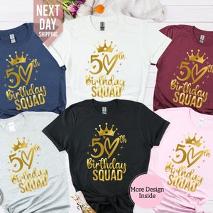 Custom Birthday Gift Tshirt UK, 50th Birthday Queen Tshirt, Birthday Squad Crew Shirt, Vintage Birthday Shirt, 50th Birthday Gift for Women BIRTHDAY SQUAD