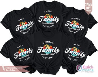 Personalisierte Familienurlaub 2025 T-Shirt: Passende Strand Reise T-Shirts