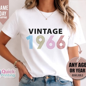 Vintage 1966 Birthday T-Shirt: 60th Birthday Gift, 60th Birthday shirt, Ladies birthday shirt 2026