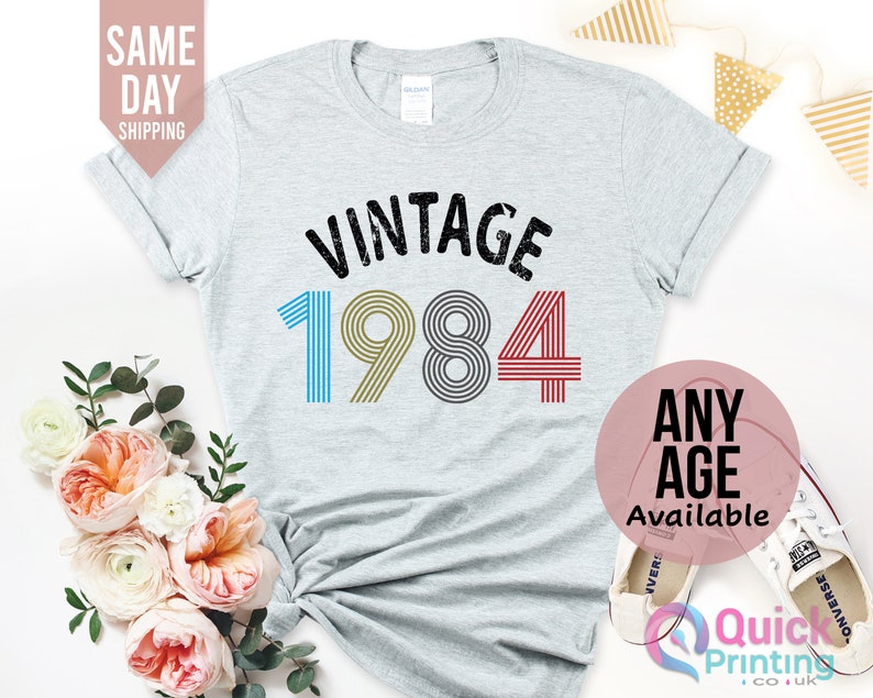 Ladies 40th Birthday Shirt 2024, 40th Birthday Gifts for women, 1984 Vintage Birthday Shirt, Vintage Birthday gift shirt, Mum Birthday Gift Grey