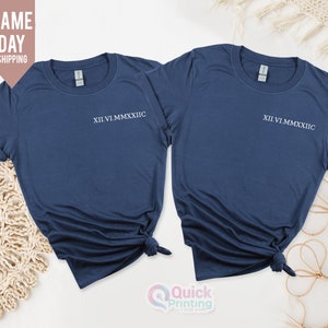 Custom Roman Numeral T-shirts, Roman Numeral Date Gifts for Couples,  Custom Roman Numeral Matching Shirt, Anniversary Date, Est Year 2024