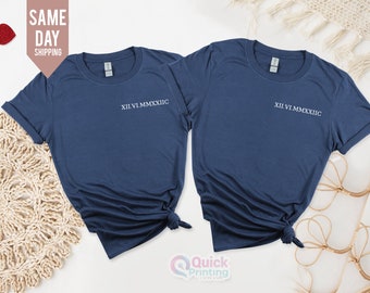 Custom Roman Numeral T-shirts, Roman Numeral Date Gifts for Couples,  Custom Roman Numeral Matching Shirt, Anniversary Date, Est Year 2024
