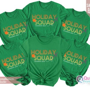 Matching Family Holiday T-Shirts: Holiday Squad 2025, Personalized Group Vacation Shirts image 9