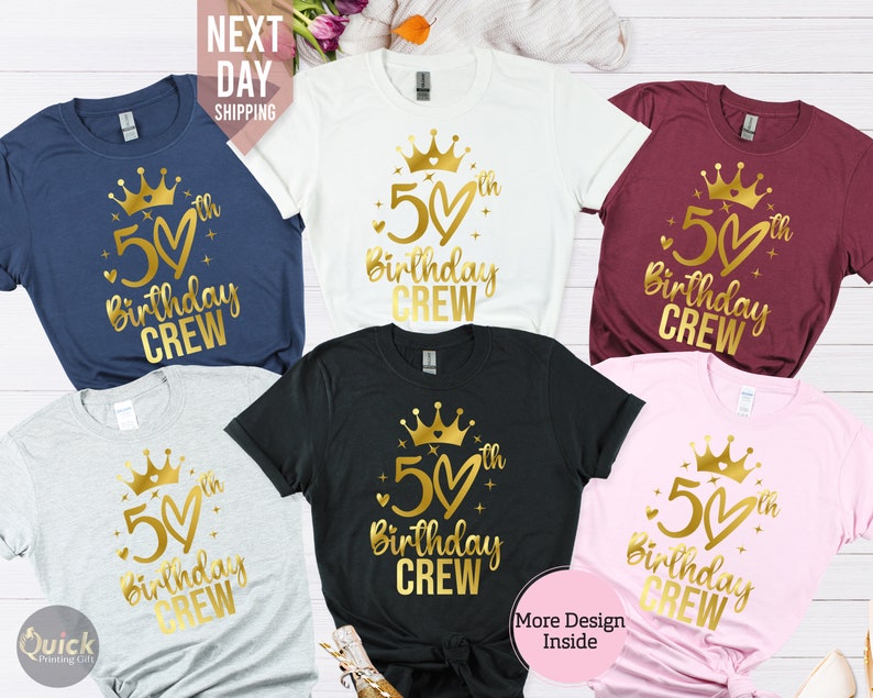 Custom Birthday Gift Tshirt UK, 50th Birthday Queen Tshirt, Birthday Squad Crew Shirt, Vintage Birthday Shirt, 50th Birthday Gift for Women image 7