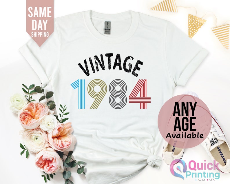 Ladies 40th Birthday Shirt 2024, 40th Birthday Gifts for women, 1984 Vintage Birthday Shirt, Vintage Birthday gift shirt, Mum Birthday Gift White