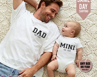 Dad and Mini shirt With Est Year, Custom Fathers day Shirt, Fathers day Family Tee, Personalised Mom Gift with Kids, Dad Son Daughter 2026