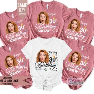 30. Geburtstag Foto Shirts, Foto Geburtstag T-Shirt, Geburtstagsfeier Gruppe Shirt, Benutzerdefiniertes Gesicht Geburtstag Shirt, Geburtstag Gesicht Name T-Shirt