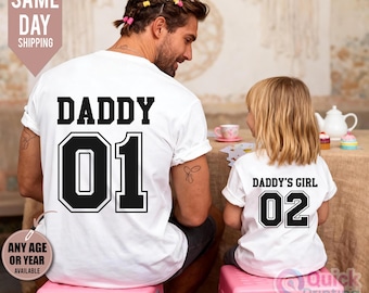 Personalized Father's Day Football T-Shirts: Dad & Daughter Matching Set, Father Daughter Gift, Father Son Gift, Daddy and Daddy's girls Tee