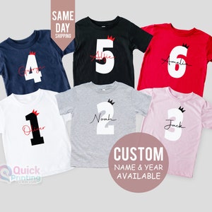 T-shirt d'anniversaire personnalisé couronne, 2e 4e 5e 6e T-shirt d'anniversaire personnalisé, T-shirt premier anniversaire, chemise d'anniversaire enfant personnalisable