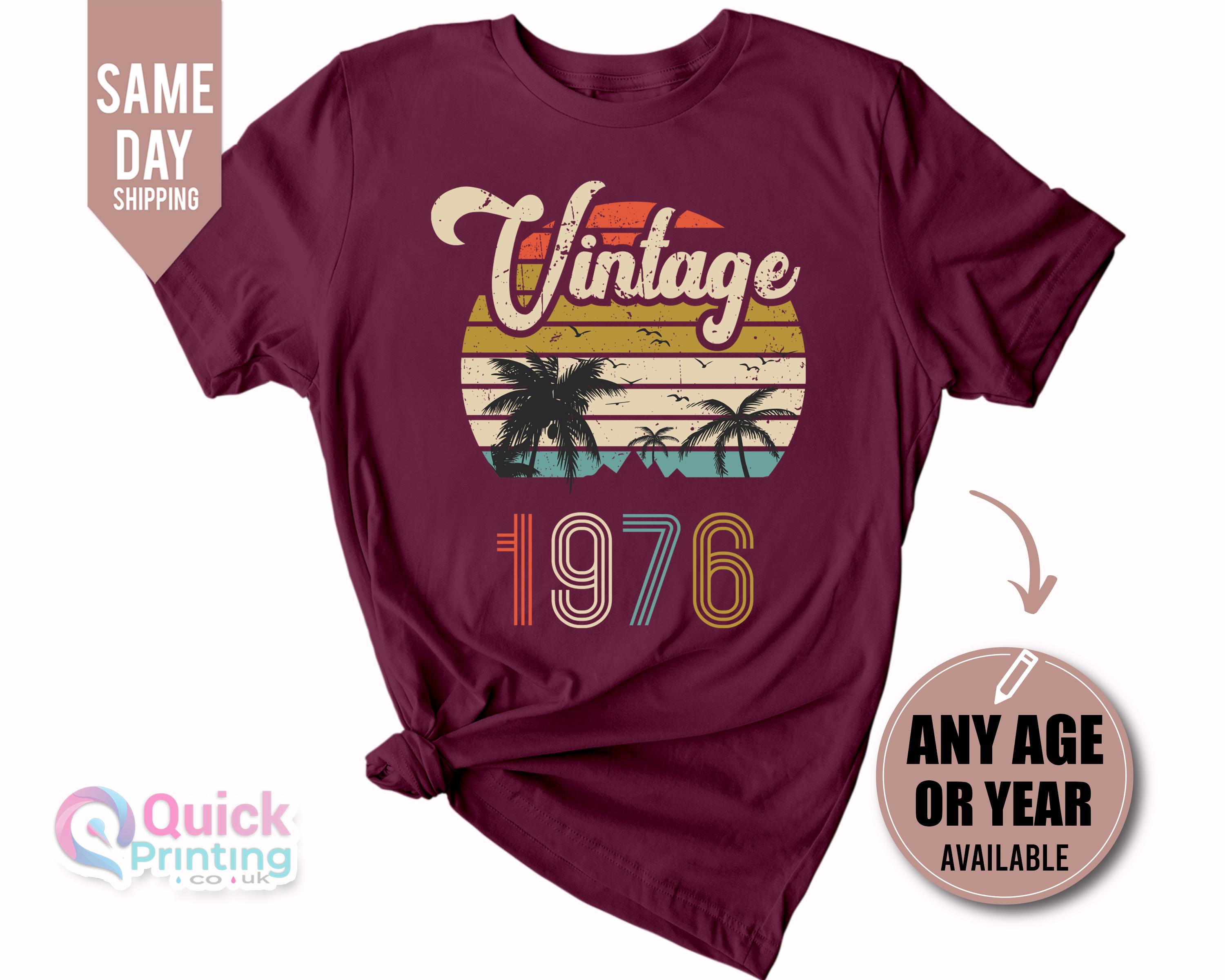 Vintage 1976 50th Birthday T-shirt: Retro Palm Tree Tee, 1976