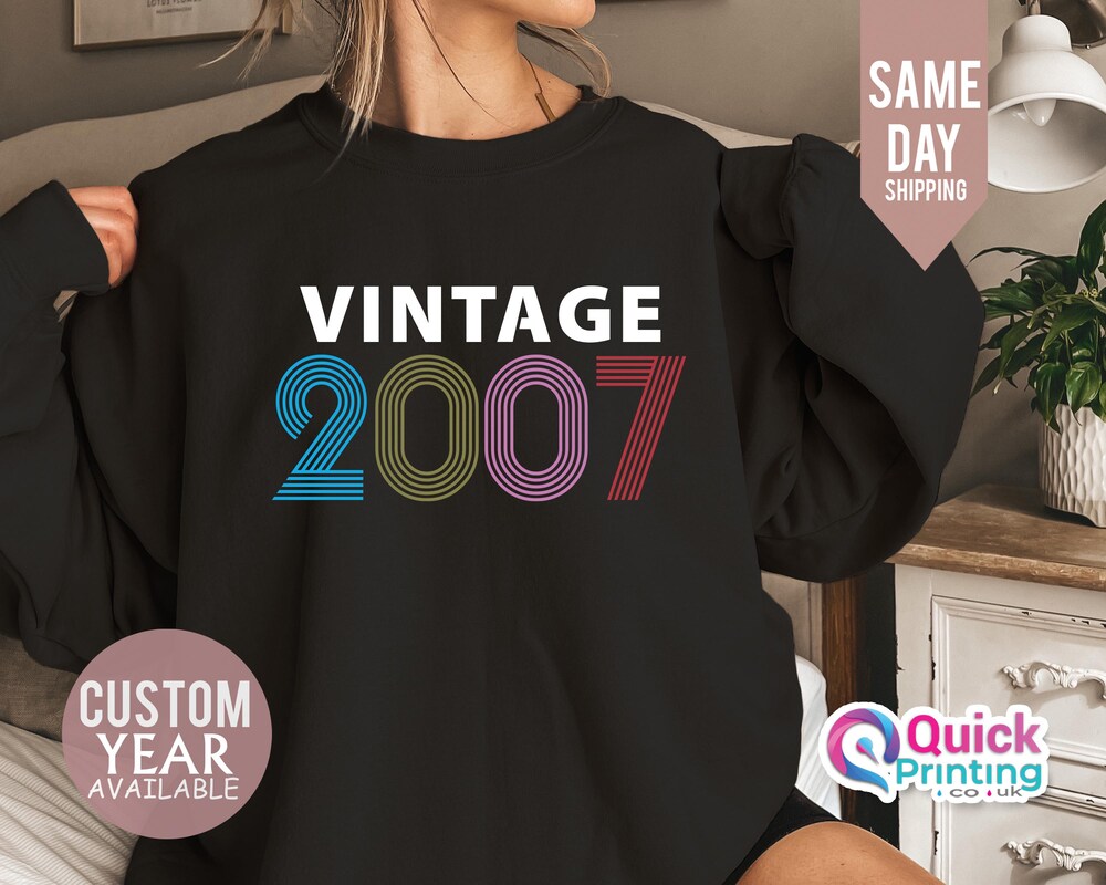 Vintage 2007 Sweatshirt, Custom Year Sweatshirt, 2007 Birthday Sweatshirt, Birth Year Sweatshirt, Year Sweatshirt, Happy Birthday Sweatshirt Amitytees