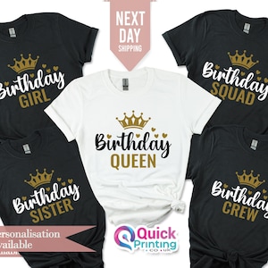 Birthday Queen T-Shirt: Gildan Cotton Birthday Squad Shirt