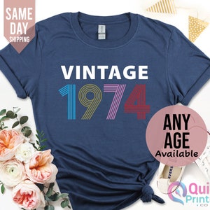 1974 Birthday TShirt UK, 50th Birthday Gifts for Women, 50th Birthday Tshirt, Vintage 1974 Birthday Shirt, Birthday Gift for Mum Grandpa Navy Blue