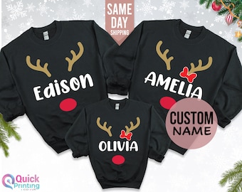 Christmas Matching Family Jumpers, Personalised Family Sweaters, Reindeer Sweatshirt, Matching Sweatshirts, Christmas gifts
