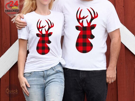 Camisas de Navidad de la pareja de renos camisetas navidenas divertidas mujeres hombres atuendo navideno familiar 2022 regalo de Navidad para novia novio Etsy Espana