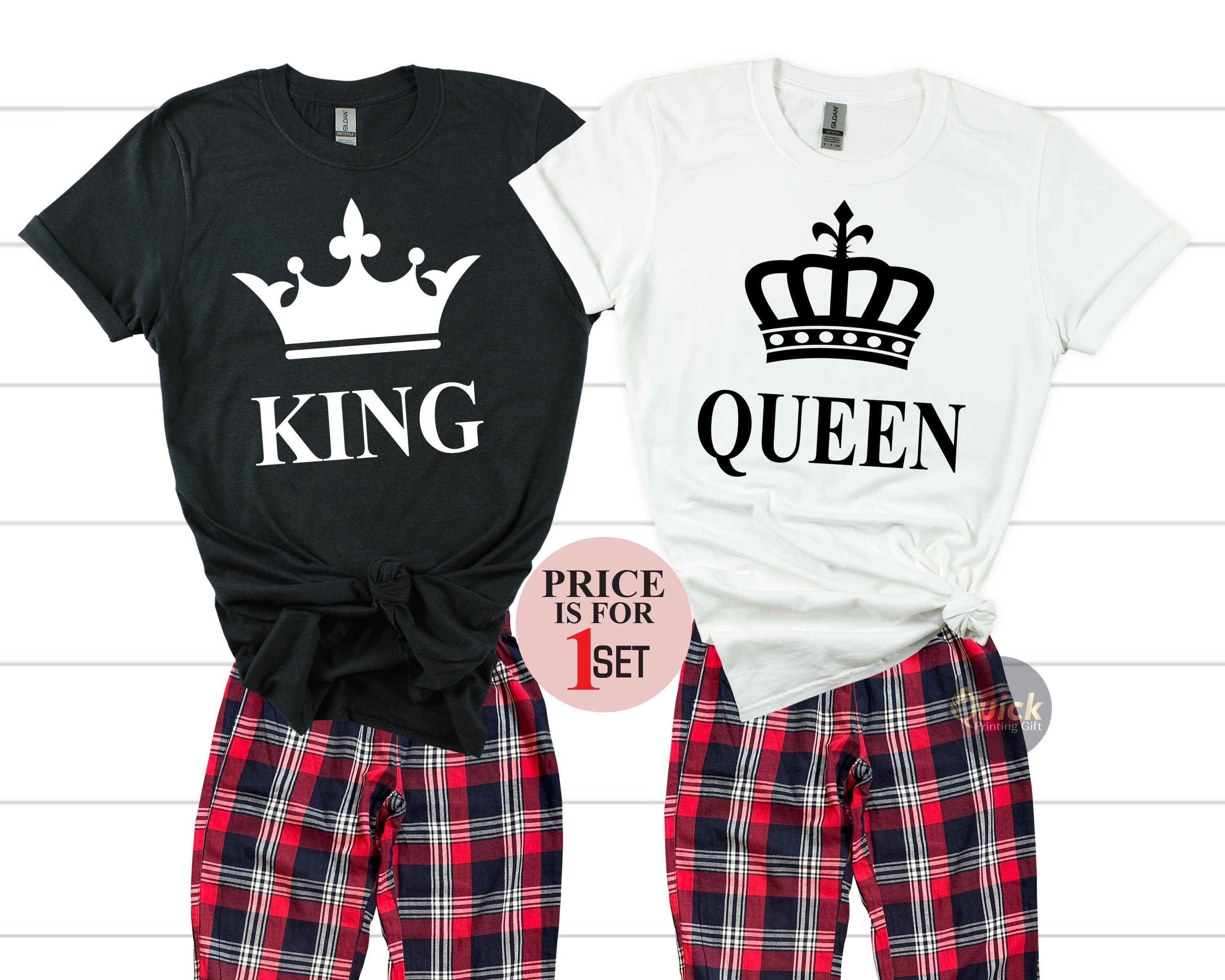 King Queen Pajamas, King of Spades & Queen of Hearts, Mr and Mrs T shirt, Couple's Pajamas, Valentines Day Shirt, Just Married Shirt gift
