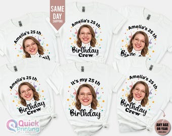 Personalized 30th Birthday Photo Shirt Custom Face Party Tee, Custom 40th Birthday Photo Shirt: Matching Party Group Shirts