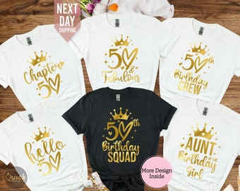 Custom Birthday Gift Tshirt UK, 50th Birthday Queen Tshirt, Birthday Squad Crew Shirt, Vintage Birthday Shirt, 50th Birthday Gift for Women