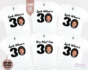 Look Who's Fifty, Custom 50th Birthday Photo Shirt, 50th Birthday Group Shirts, Turning 50 Birthday Custom Face Shirt, Personalised T-shirt
