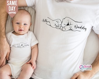 Fist Bump Shirt, Personalised Dad Shirt, Daddy Shir, Dad Matching Son & Daughter Tee, Kids Name Shirt, Fathers Day Shirt 2025, Custom tee