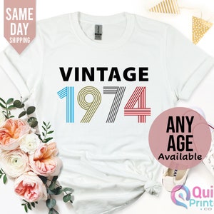 1974 Birthday TShirt UK, 50th Birthday Gifts for Women, 50th Birthday Tshirt, Vintage 1974 Birthday Shirt, Birthday Gift for Mum Grandpa White