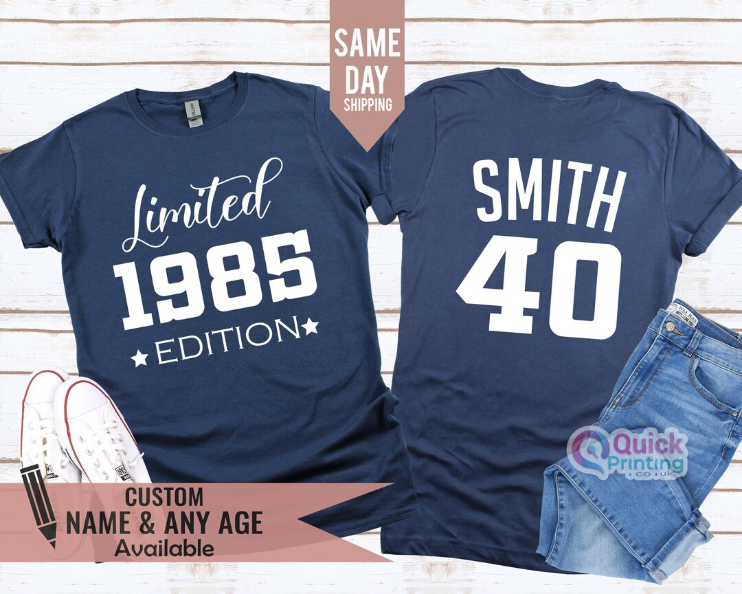 Personalized 40th Birthday T-shirt: 1985 Vintage Limited Edition