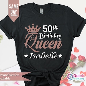 Personalisiertes 50. Geburtstag Tshirt für Frau, Damen Geburtstag Königin TShirts, 50. Geburtstag Geschenke für Frauen, Geburtstagsgeschenk für Mama Oma Top