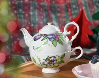 Fine Porcelain Teapot Set with Cup Ornamented with Swarovski Crystals European Style High Tea Ceramic Cup Set for Mother's Day Gift Ideas