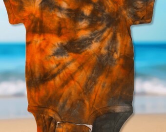 Tie-Dyed Orange and Black One Piece