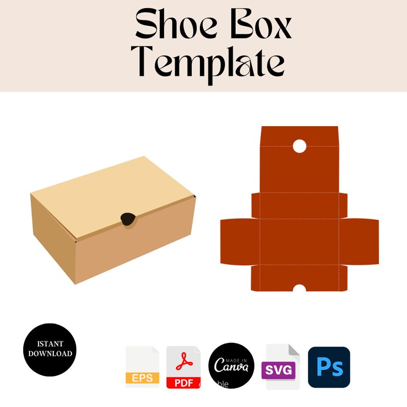 DIY Shoe Box Template SVG Instant Download Highquality Compatible With
