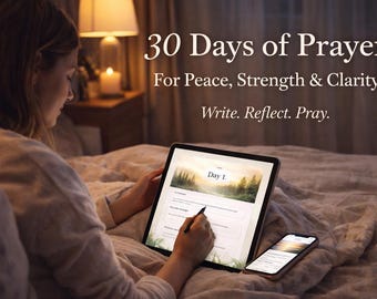 30 Day Prayer Journal – Christian Daily Workbook (Printable & Digital PDF)