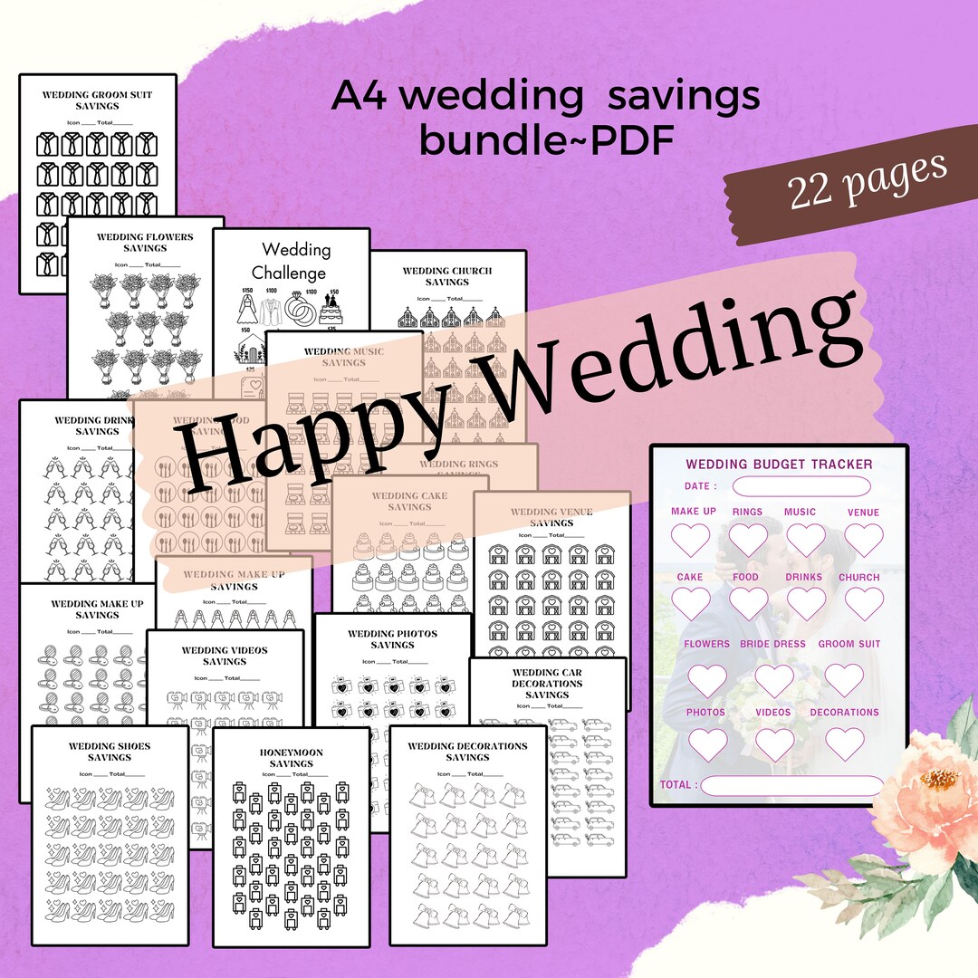 Marriage 20k Wedding Budget Wedding Savings Bundle, A4, Savings