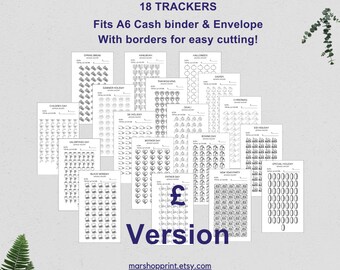 A6 Weihnachtsspar-Challenge-Bundle (GBP), Cash Binder Inserts (druckbare PDF)