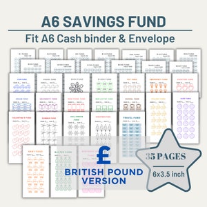 A6 Spar-Fonds-Bundle, A6 Kassenbuch & Umschlag Printable Spar-Challenge, 15 x 9 cm, Geld sparen