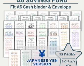 A6 Spar-Challenge, Japanischer Yen, Haushaltsplaner (druckbare PDF)