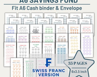 A6 Spar-Challenge zum Ausdrucken, Schweizer Franken, 35 Seiten (PDF)