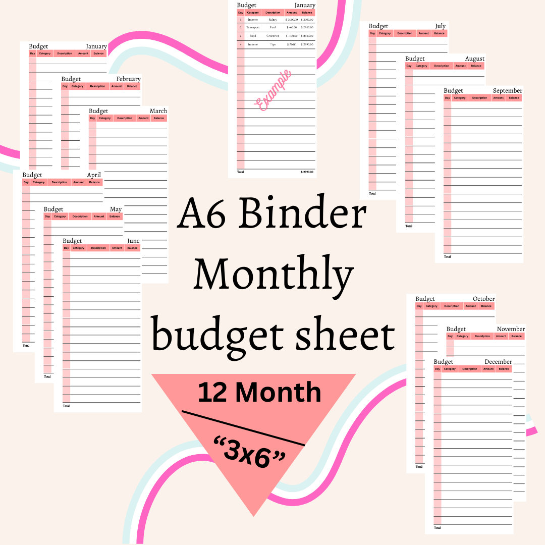 A6 Monthly Budget Planner - Etsy
