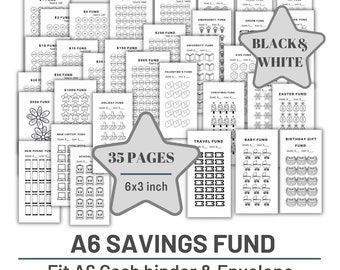 A6 Spar-Challenge Printable, Cash Binder Einsätze ( Dollar ) (PDF-Muster)