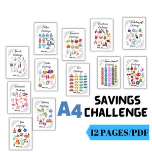 Saving  Trackers, Fund, Cash Challenge, Saving Trackers bungle, A4, pdf, A4 Savings funds bundle, Budget organize, Saving money, Money saver