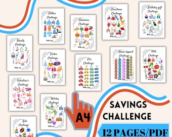 Spar-Challenge Bundle, A4 Haushaltsplaner zum Ausdrucken (PDF)