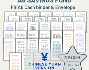 A6 Spar-Challenge, Einlagen für die Geldbörse (druckbare PDF)