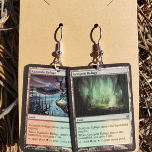 MTG Card Earrings- Kazandu refuge & Graypelt Refuge