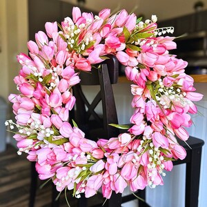 Spring Tulip Wreath For Front Door, Easter, Mother’s Day, Spring Wreath, Lily Of The Valley, Everyday Wreath, Valentine’s Day, Housewarming image 5