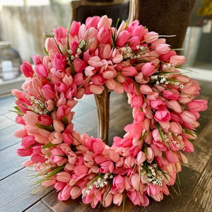 Spring Tulip Wreath For Front Door, Easter, Mother’s Day, Spring Wreath, Lily Of The Valley, Everyday Wreath, Valentine’s Day, Housewarming image 4
