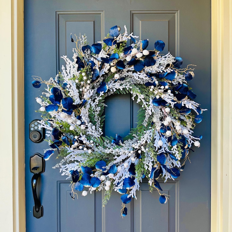 Blue and White Wreath - Etsy